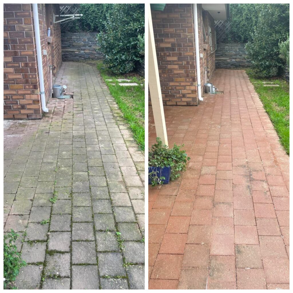 Pavement before and after cleaning