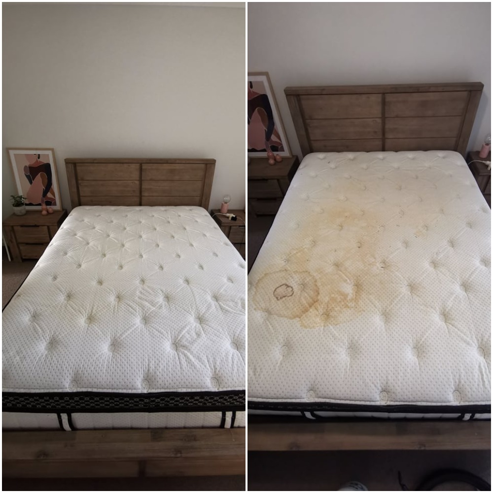 Mattress before and after cleaning